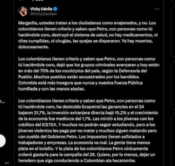Respuesta de Vicky Dávila -