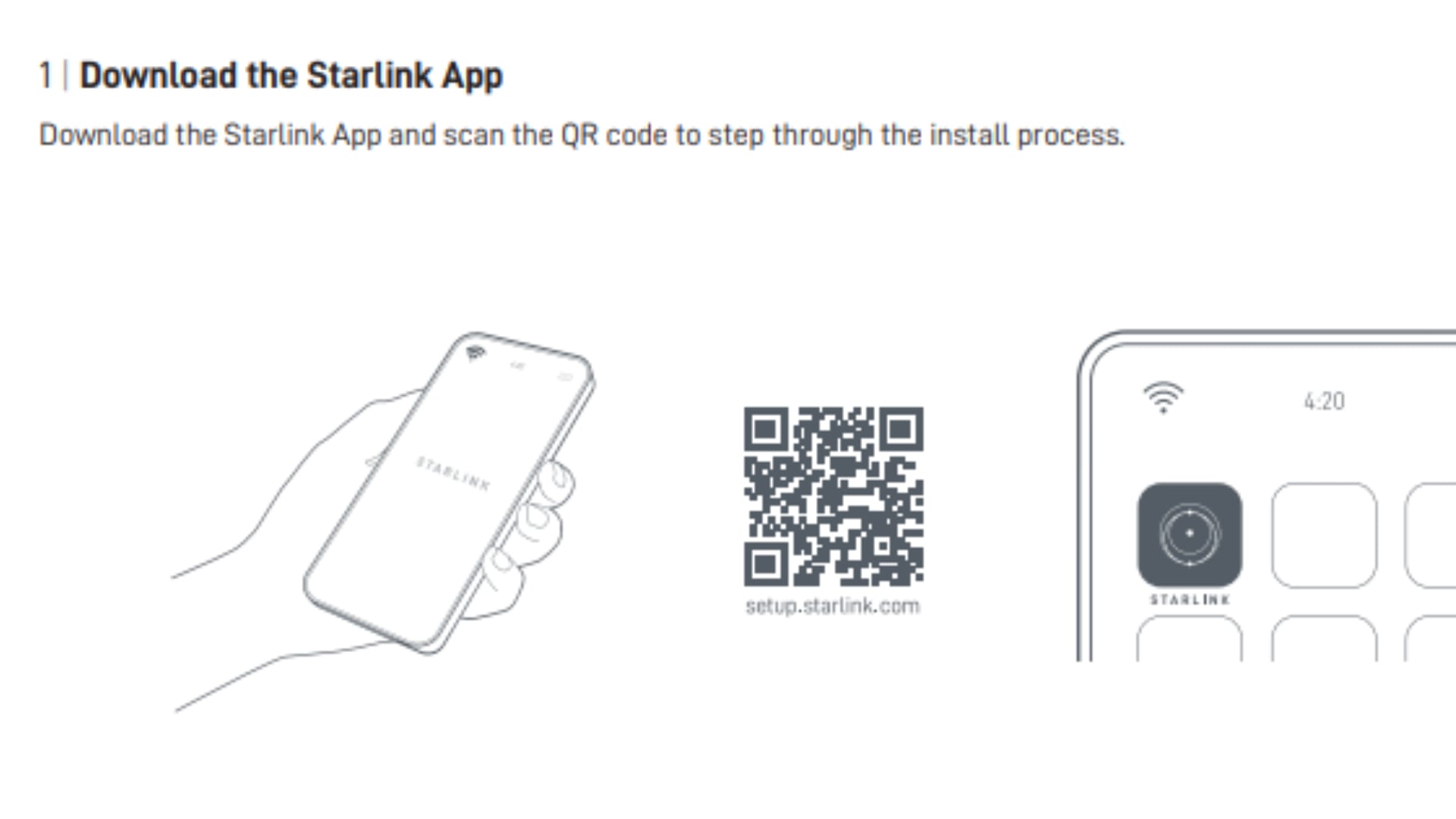 Escanear el código QR para iniciar la instalación. (SpaceX)