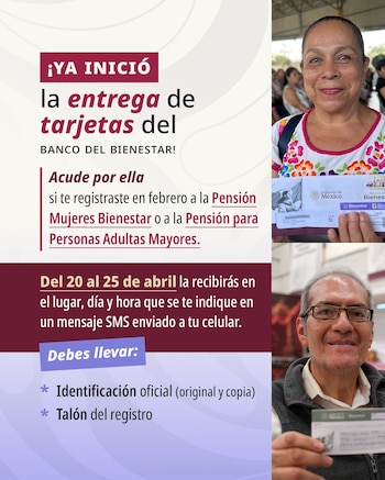 De acuerdo con lo informado con las autoridades, la dispersión de tarjetas del Bienestar terminará el próximo viernes 25 de abril (X@apoyosbienestar)