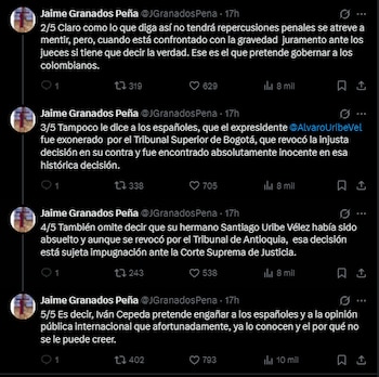 Granados Peña denunció que Cepeda