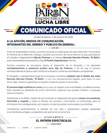 El réferi Gerardo Germán Pineda, conocido como "El Búho", falleció durante una función de lucha libre en Hidalgo. (8)