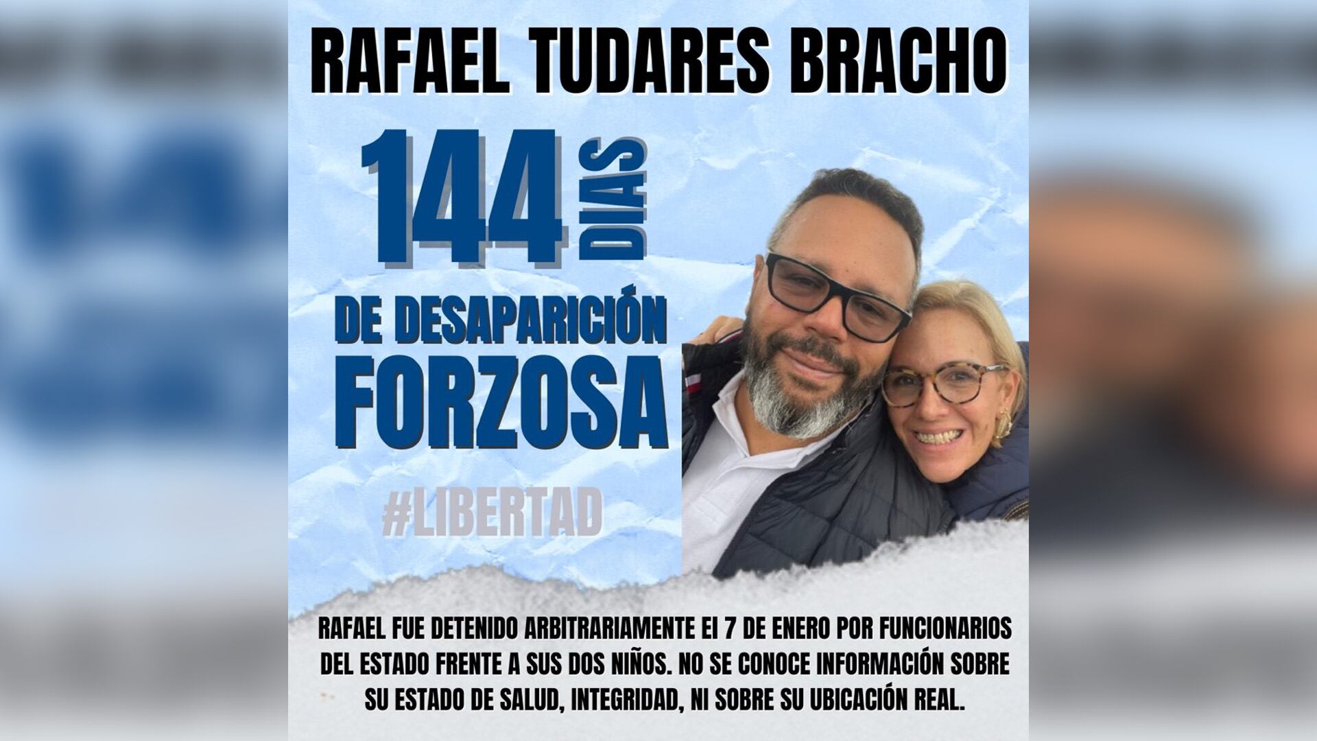 Tudares fue arrestado por hombres encapuchados cuando llevaba a sus dos hijos a la escuela, un hecho que en su momento denunció González Urrutia, actualmente en el exilio y quien reivindica su victoria en los comicios presidenciales de julio de 2024