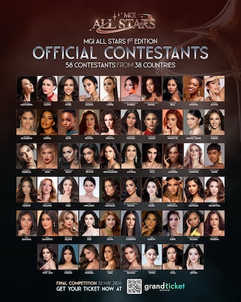 Son 58 candidatas al Miss Grand International All Stars. IG