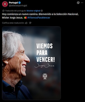 El anuncio oficial de Portugal para darle la bienvenida a Jorge Jesus como flamante entrenador del combinado nacional Luso