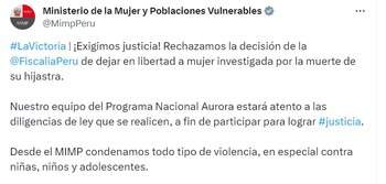 El Ministerio de la Mujer rechaza libertad de acusada