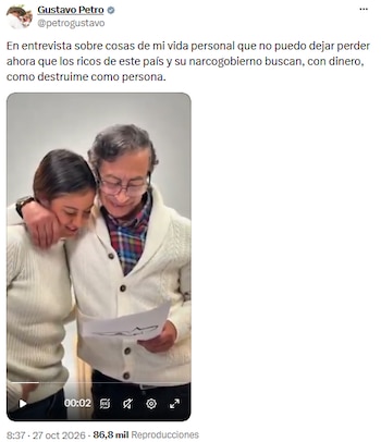 Gustavo Petro cuestionó a “los ricos” y al “narcogobierno” en un video con su hija - crédito @petrogustavo/X