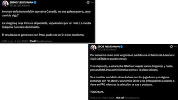 Los tuits de Eddie Fleischman tras la derrota de Perú ante Canadá criticando al presidente de la FPF, Agustín Lozano.