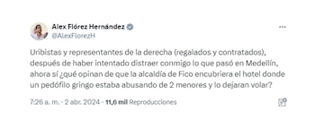 Álex Flórez dijo que le recuerdan lo sucedido en Cartagena para desviar la atención del escándalo de Medellín - crédito captura de pantalla