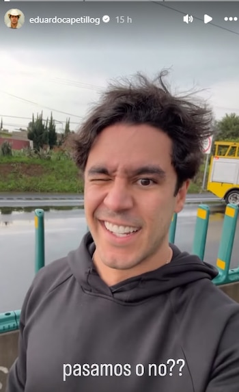 El cantante Eduardo Capetillo Jr. vivió un incidente en carretera este fin de semana cuando intentó cruzar un tramo afectado por un encharcamiento