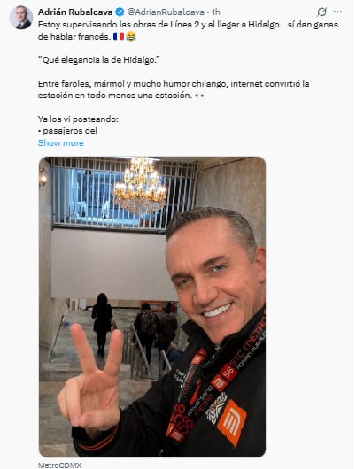 Rubalcava cambió el tono y se sumó al humor: publicó una selfie junto a uno de los candelabros y convocó a los usuarios a subir sus mejores fotos o videos