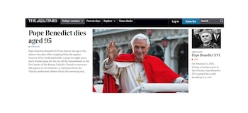 Portada diarios muerte Benedicto