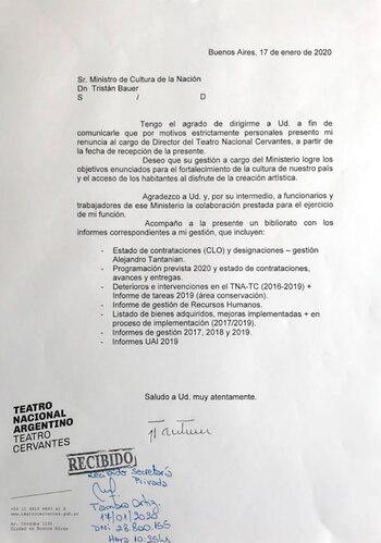 Renuncia de Alejandro Tantanian al