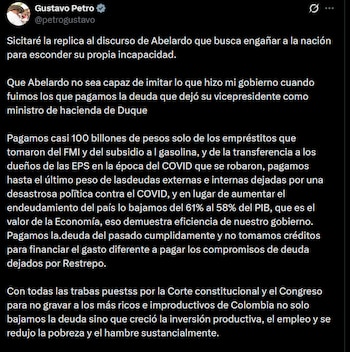 Gustavo Petro - crédito @petrogustavo/X