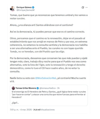 Con este mensaje en X,