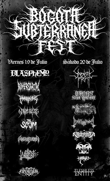 Programación del Bogotá Subterránea Fest