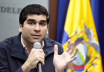 Foto de archivo de Otto Sonnenholzner en una rueda de prensa en Quito.
Oct 4, 2019. REUTERS/Daniel Tapia.