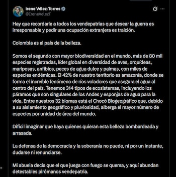 La ministra de Ambiente tildó