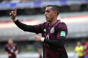 Soccer Football - World Cup - CONCACAF Qualifiers - Mexico v Costa Rica - Estadio Azteca, Mexico City, Mexico - January 30, 2022 Mexico's Rogelio Funes Mori reacts after scoring a goal that was disallowed REUTERS/Henry Romero
