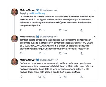 Malena Narvay pide ayuda para