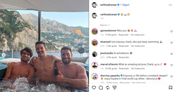 Carlos Alcaraz durante sus vacaciones en Nápoles (Instagram)