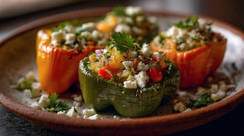 Chiles cuaresmeños rellenos, verdura, zanahoria, cebolla, jitomate, cilantro, guarnición picante. - (Imagen Ilustrativa Infobae)