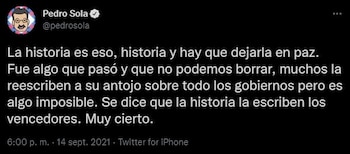 Pedro Sola compartió su postura