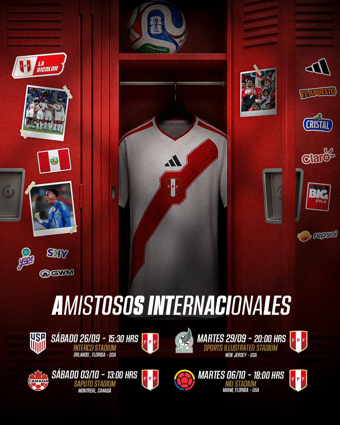 Esta es la gira que realizará Perú en Norteamérica por la fecha FIFA. Crédito: FPF