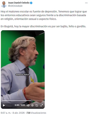 Juan Daniel Oviedo pidió entornos escolares seguros ante discriminación y microtráfico - crédito @JDOviedoAr/X