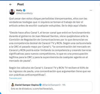 Wally discute con el periodista