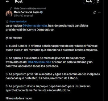 Mafe Carrascal reaccionó a la