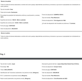 En su declaración patrimonial de