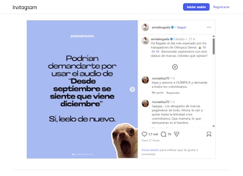 Las acciones legales por el uso comercial de “Desde septiembre se siente que viene diciembre” pueden incluir el retiro inmediato del material y reclamos de indemnización - crédito @amiabogada/Instagram
