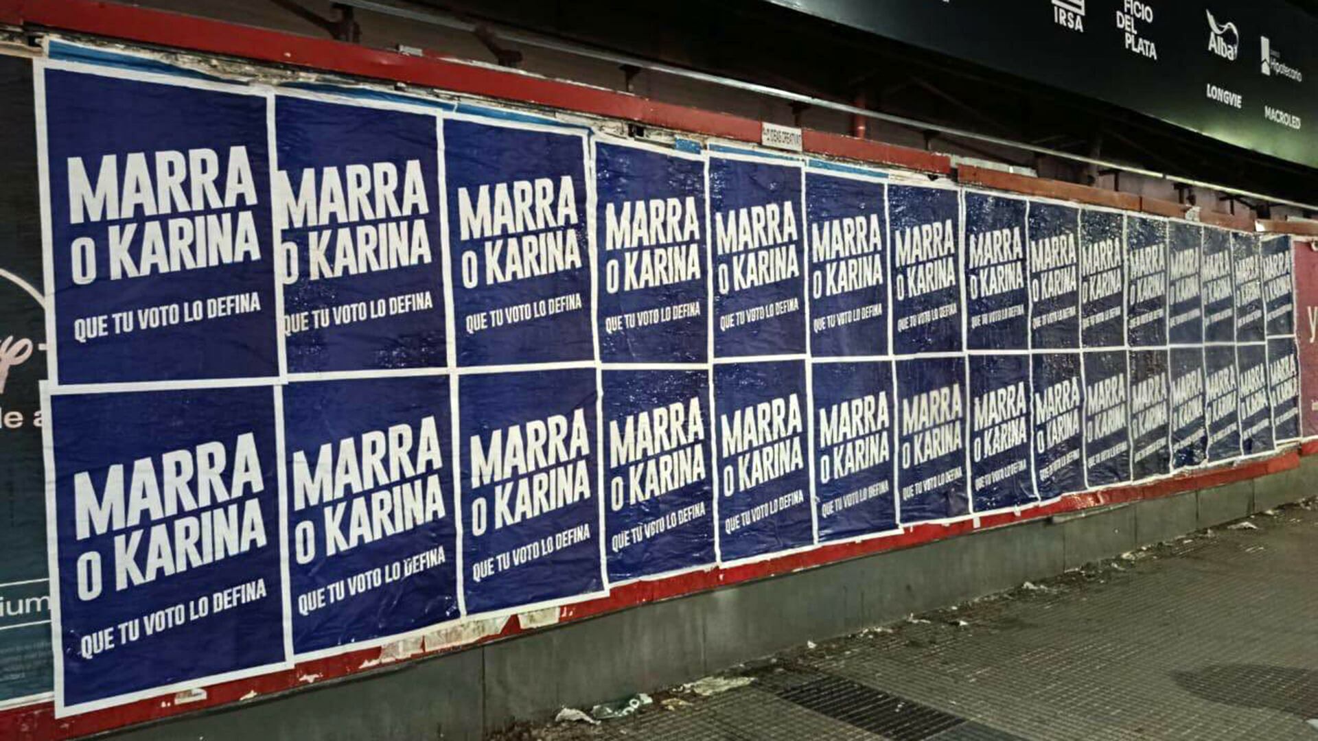 Los afiches que proponen una polarización entre Ramiro Marra y Karina Milei