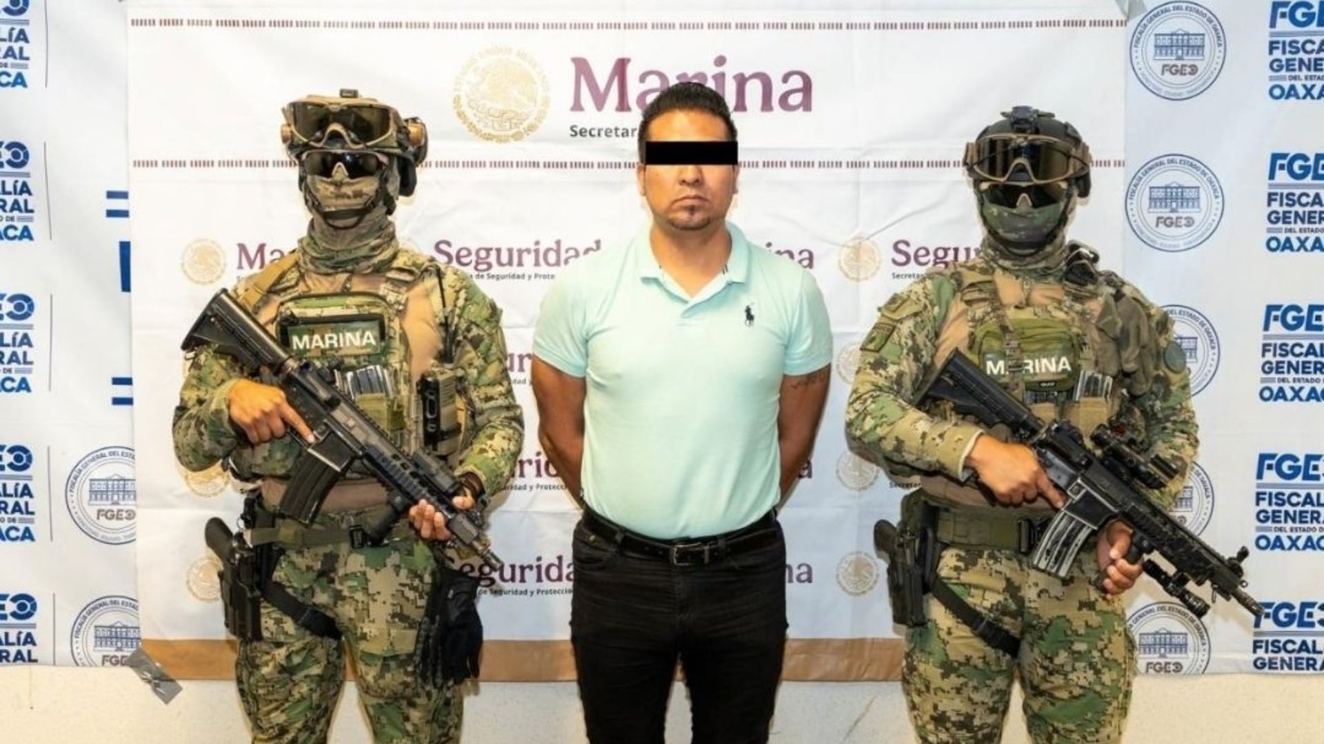 La Fiscalía General del Estado de Oaxaca detuvo a R. G. C. C., señalado líder de una célula extorsiva que operaba en la Central de Abasto. Crédito: Especial
