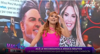 Magaly Medina desmiente a Jessica Newton y muestras todos sus vínculos con Andrés Hurtado. (Captura: Magaly TV La Firme)