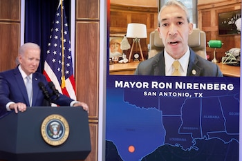 Biden junto a Ron Nirenberg,