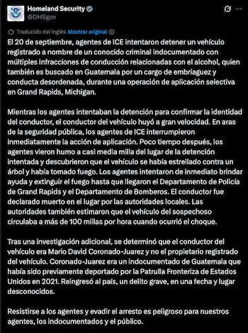 El Cancillería de Guatemala informó que, por medio de su Consulado General en Chicago, mantiene seguimiento consular al fallecimiento de un guatemalteco en un accidente vehicular en Grand Rapids, Míchigan.