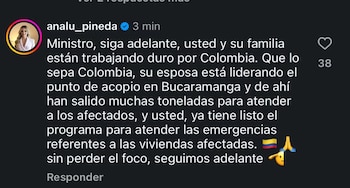 Ana Lucía Pineda destacó las labores de ayuda de la familia del ministro Beltrán y el plan para atender las viviendas afectadas. - crédito @analu_pineda/Instagram