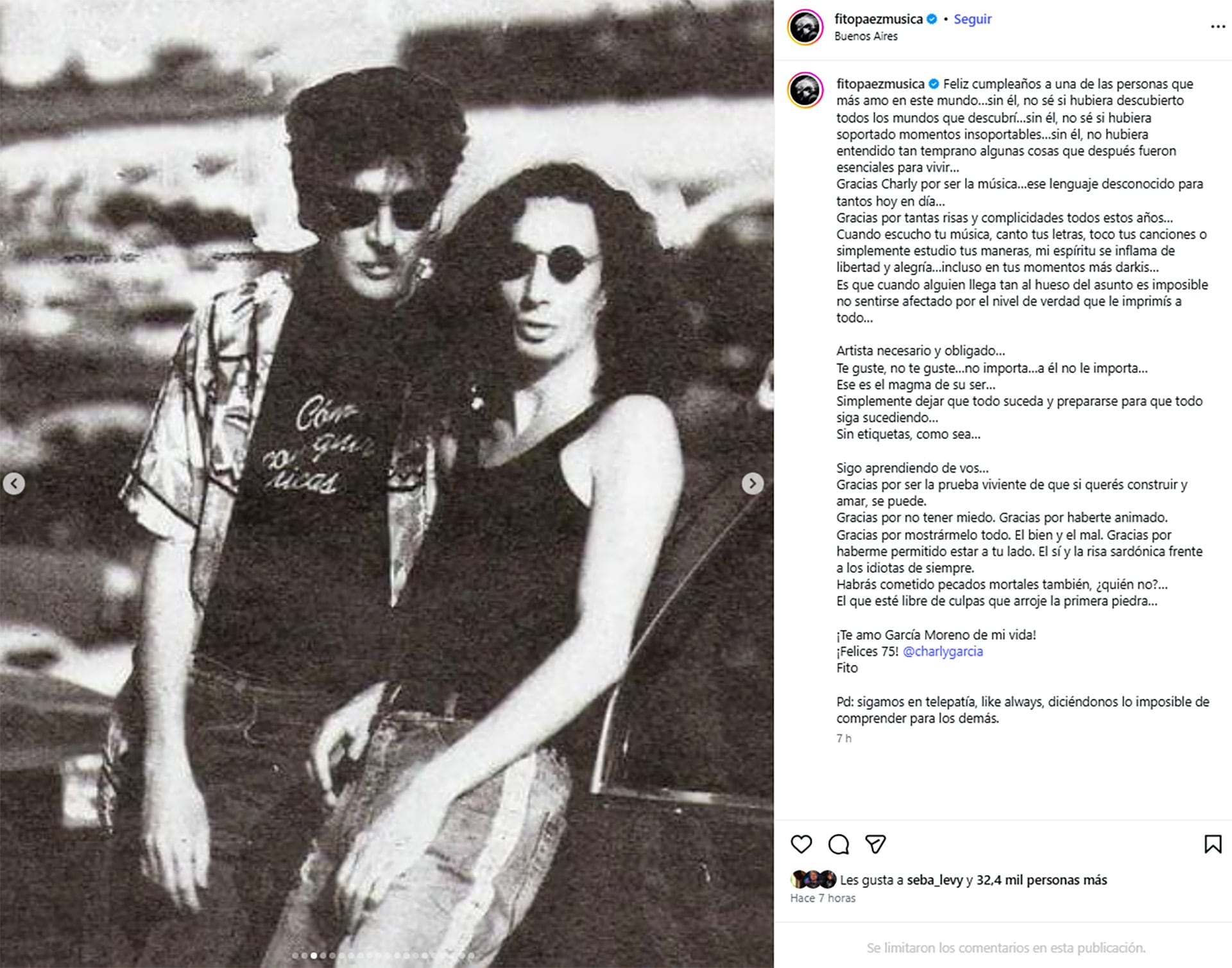 El poesteo completo de Fito Páez para Charly García