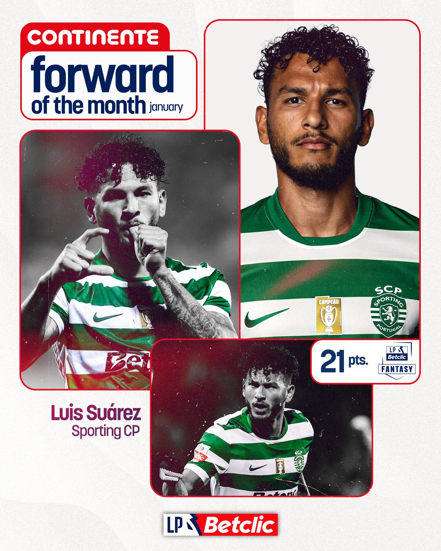 El colombiano, el 10 de febrero de 2026, había ganado el título a mejor delantero del mes - crédito @ligaportugal / X