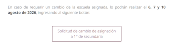 Así debe verse la opción para cambio de escuela secundaria en el portal oficial. (Imagen Ilustrativa Gobierno de México)