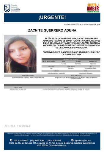 Personas desaparecidas 23 octubre (Fiscalía