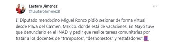 El tuit del legislador Lautaro