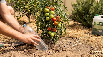 ¿Para qué sirve enterrar botellas en la base de las plantas durante el verano? (VisualesIA Scribnews)