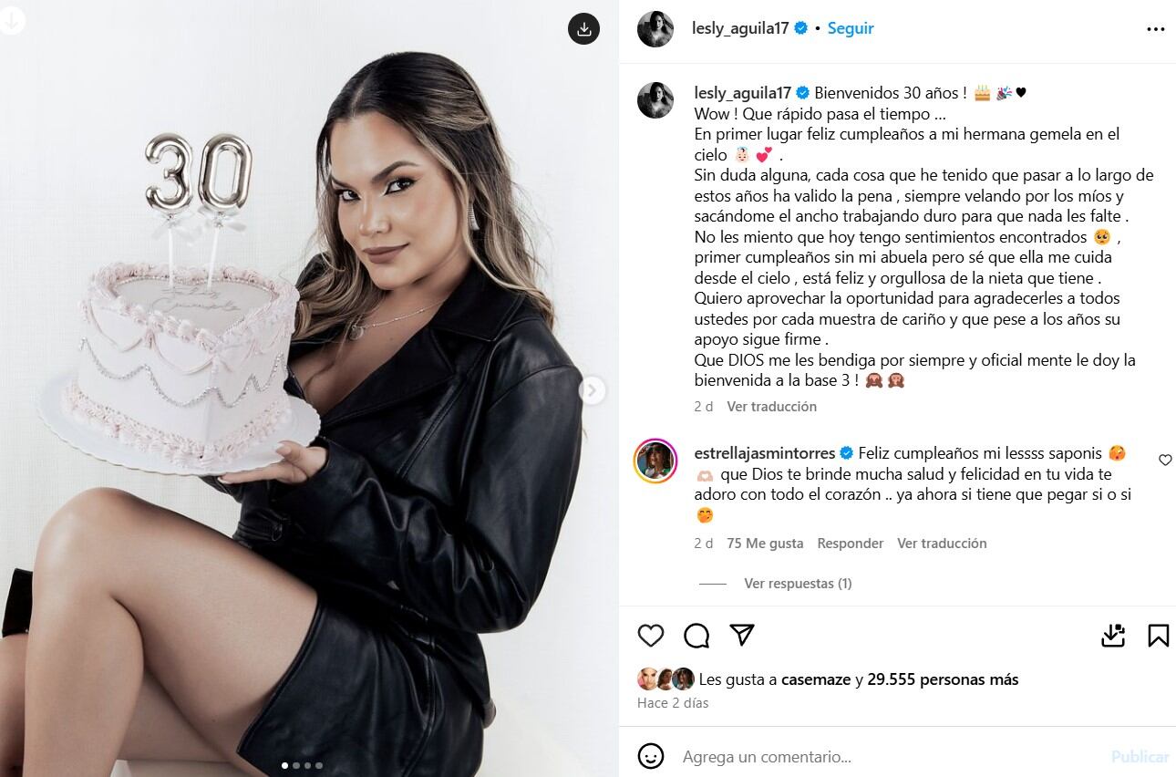 El mensaje de cumpleaños de Lesly Águila. | Instagram