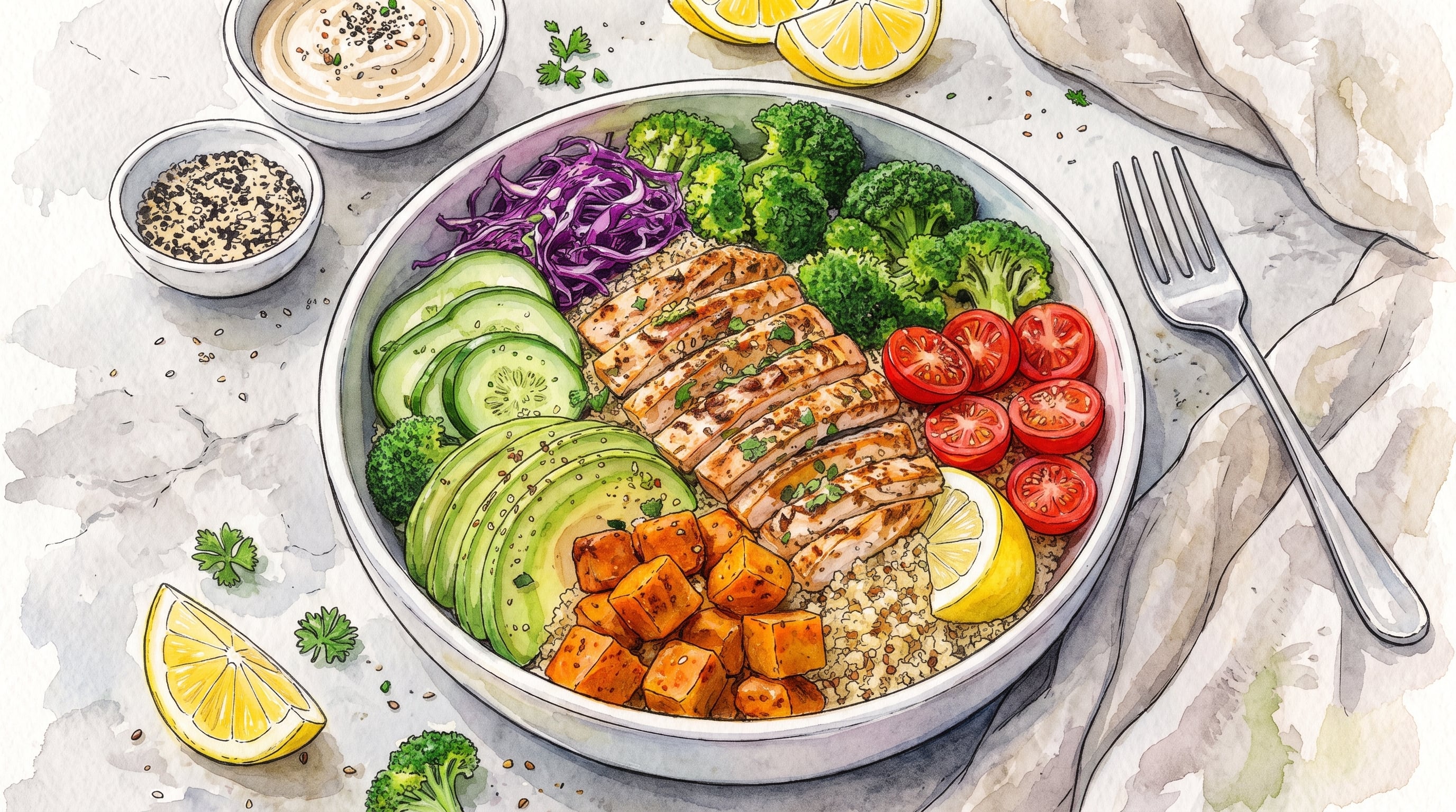 El plato equilibrado combina verduras, frutas, proteínas y cereales integrales. (Imagen Ilustrativa Infobae)