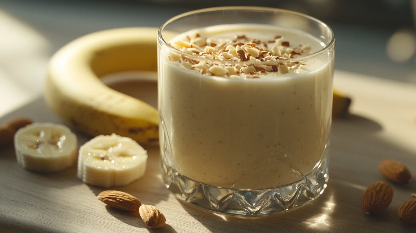 Licuado de plátano con almendra, una bebida cremosa y energética que combina dulzura natural con nutrientes esenciales para el día a día. - (Imagen Ilustrativa Infobae)
