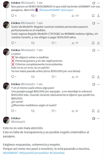 Las denuncias estan relacionadas a falta de información sobre las tarifas y malos tratos por parte del personal - crédito @Erickse23/X