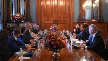 Claudia Sheinbaum y el rey de España en Palacio Nacional. (Foto: Presidencia)