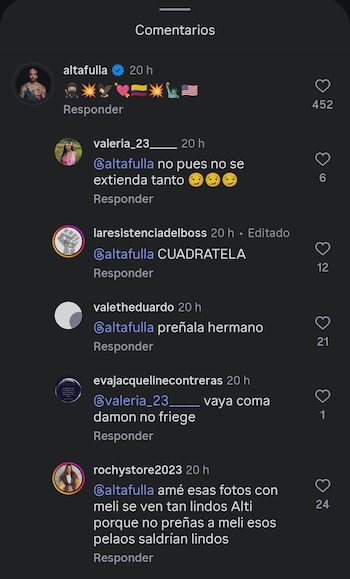 La reacción de Altafulla emocionó a los internautas que hasta les pidieron tener hijos juntos - crédito Melissa Martínez / Instagram